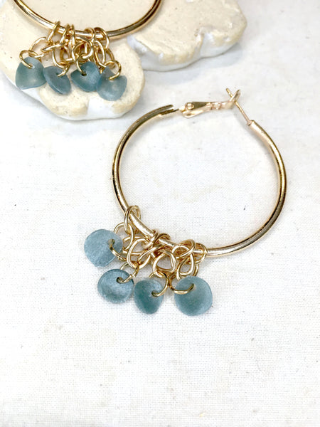 Glow Series No.8 | Agar Sequins x Stainless Steel Hoop Earrings | Hoop 40mm Pendant 20mmx20mm