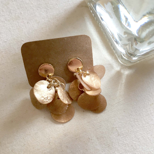 Twinkle Series in Copper | Agar Sequins Stainless Steel Hoop, Stud Earrings | Hoop 30mm+Drop 26mmx15mm, Stud 35mmx20mm