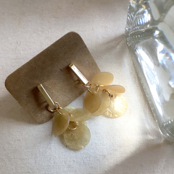 Twinkle Series in Gold | Agar Sequins Stainless Steel Stud Earrings | Length 32mm, 38mm, 45mm