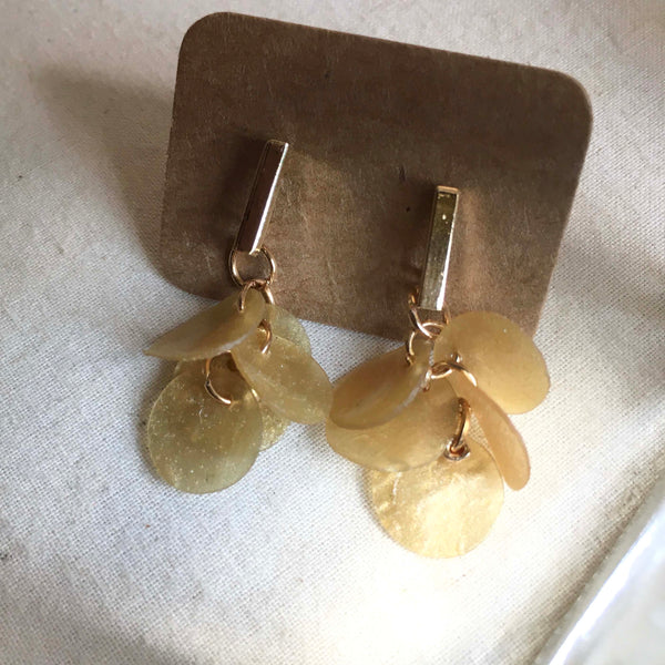 Twinkle Series in Gold | Agar Sequins Stainless Steel Stud Earrings | Length 32mm, 38mm, 45mm