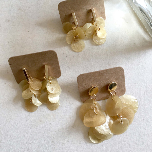 Twinkle Series in Gold | Agar Sequins Stainless Steel Stud Earrings | Length 32mm, 38mm, 45mm