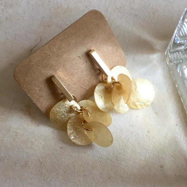 Twinkle Series in Gold | Agar Sequins Stainless Steel Stud Earrings | Length 32mm, 38mm, 45mm