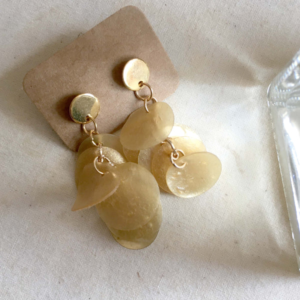 Twinkle Series in Gold | Agar Sequins Stainless Steel Stud Earrings | Length 32mm, 38mm, 45mm