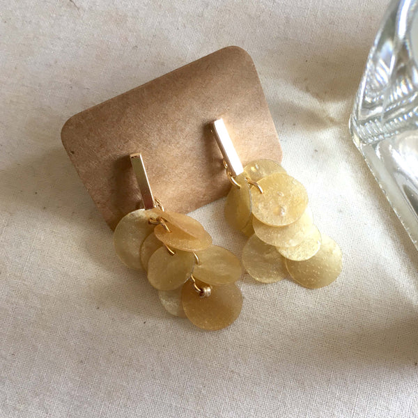 Twinkle Series in Gold | Agar Sequins Stainless Steel Stud Earrings | Length 32mm, 38mm, 45mm