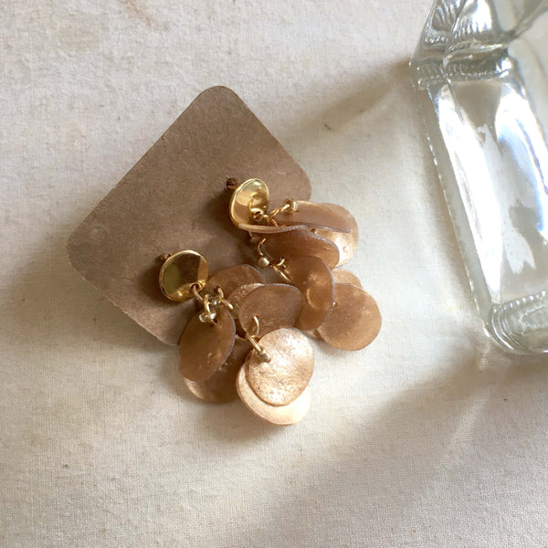 Twinkle Series in Copper | Agar Sequins Stainless Steel Hoop, Stud Earrings | Hoop 30mm+Drop 26mmx15mm, Stud 35mmx20mm